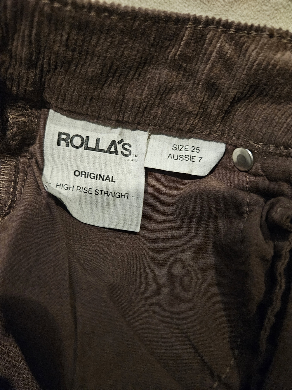 ROLLA'S Women's Straight Leg Corduroy Pants in Espresso - Picture 7 of 7